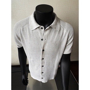 现货针织衫衬衫翻领开衫老钱风短袖D068-P45图片