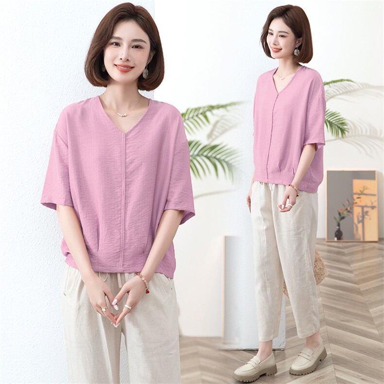 2024夏装新款时尚潮流简约气质复古宽松上衣，女装衬衫，阿丹