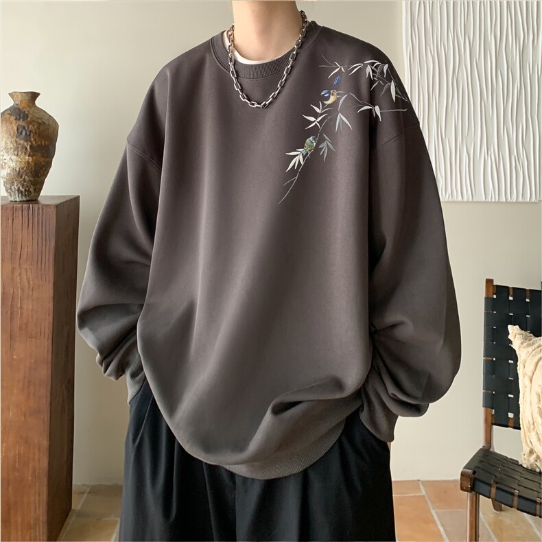 300G重磅潮印花圆领卫衣春秋潮牌潮流宽松外套M-5XLP35控58,女装短外套,电商B219B