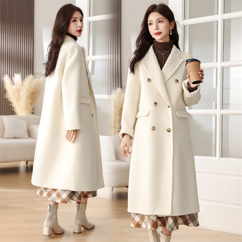 现货新款冬装2023年宽松简约气质双面羊绒高级感羊绒大衣70毛，女装双面呢大衣，韩蜜菓