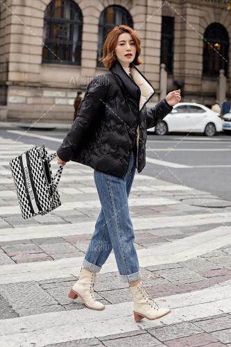 「现货」纯色轻薄90白鸭绒羽绒服2021冬立领显瘦短款，女装羽绒服，A 億