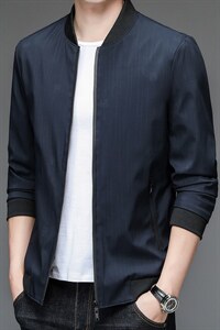 棒球领夹克男秋季潮流商务中年男装春秋新款男士休闲宽松爸爸外套图片