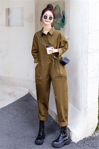 时尚显瘦工装连体裤女春季新款宽松休闲长裤气质百搭潮流女装，女装连体裤，秋水欣儿