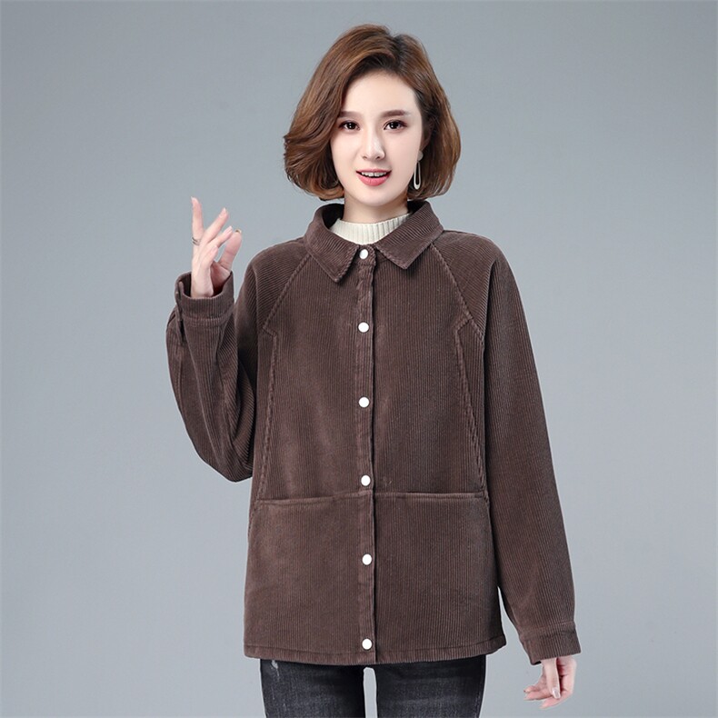 2021冬季新款灯芯绒衬衫外套长袖韩版宽松衬衣上衣潮,女装衬衫,叶笙衣
