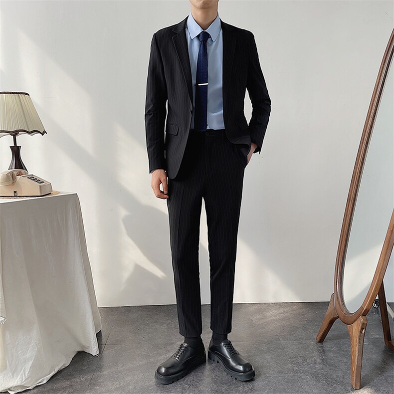 条纹男装西服套装两件套西装轻熟W2123,男装西服套装,星座1012
