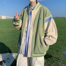 灯芯绒棒球服潮外套男女春秋小众拼色夹克学生宽松百搭9911P63，男装夹克，星座410-2