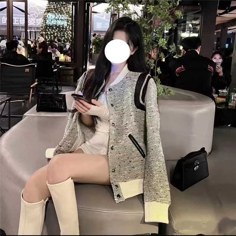 小香风棒球服男女冬季刺绣波点轻奢风棉衣夹克Z7752 P50图片