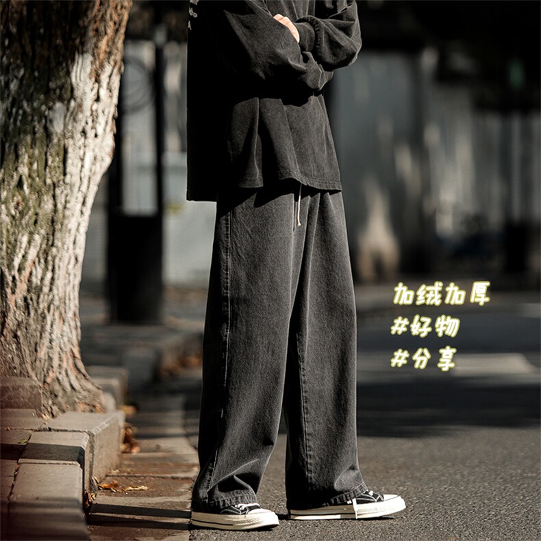 牛仔裤男冬季裤子韩版直筒休闲裤A166-JW110-特P32白色37控65图片