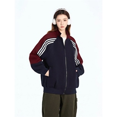 5455-P50美式复古三条杠撞色立领休闲拉链卫衣外套，女装卫衣/绒衫，星座617A-2