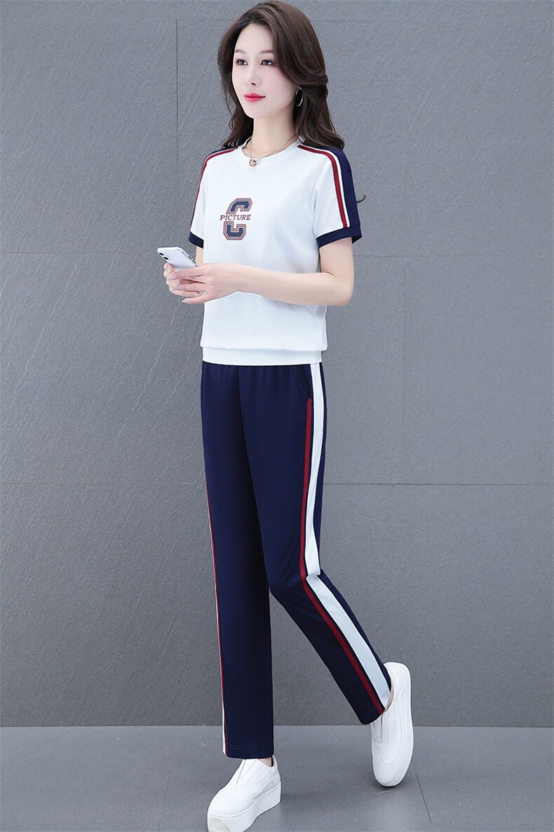 燕颉减龄运动服休闲套装女2023年夏季新款薄款宽松两件套欧货潮牌,女装套装/套裙,燕颉服饰