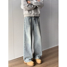 美式高街牛仔裤男女韩版潮流帅气百搭2025秋冬ins长裤RK3219-P48，男装牛仔裤，星座412-3