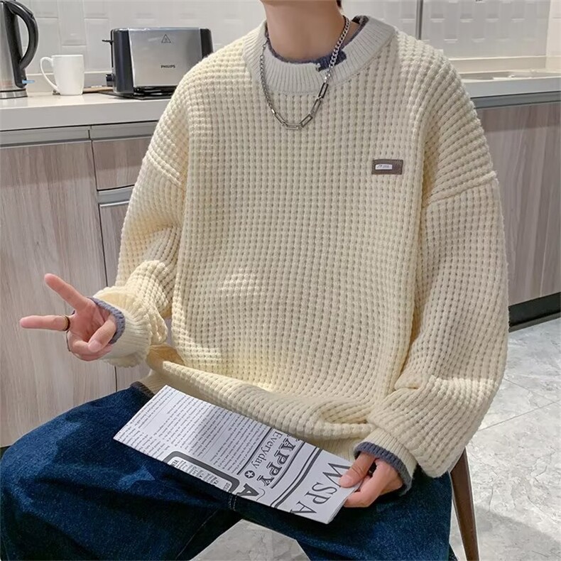 圆领毛衣男秋冬日系复古假两件粗线针织衫MY9128P42,男装针织衫/毛衣,星座1116-2