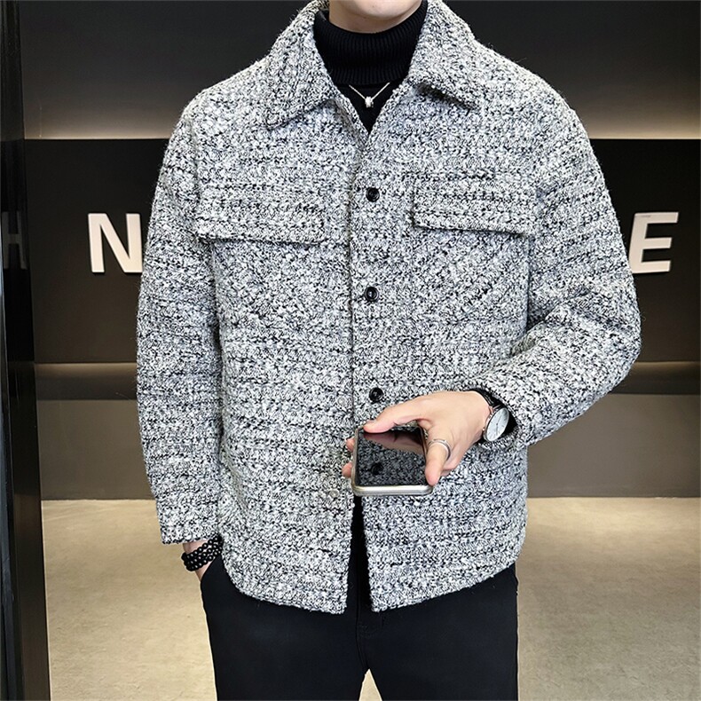 新标90绒店主风新款男士翻领格子羽绒服小香风外套6801-P295,男装羽绒服,电商B328