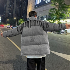 麂皮绒棉衣男潮流上衣港风加厚保暖宽松立领外套M0779-P100，男装棉衣，星座308B-2