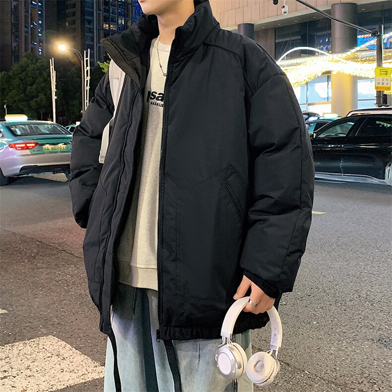 现货冬季美式休闲加厚雪山外套夹克立领纯色三防户外工装棉服,男装夹克,电商A486-1