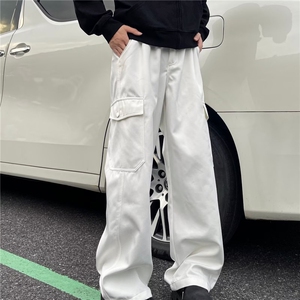 欧美vibe风黑色高街裤子男工装机能排扣情侣潮牌牛仔裤HR31图片