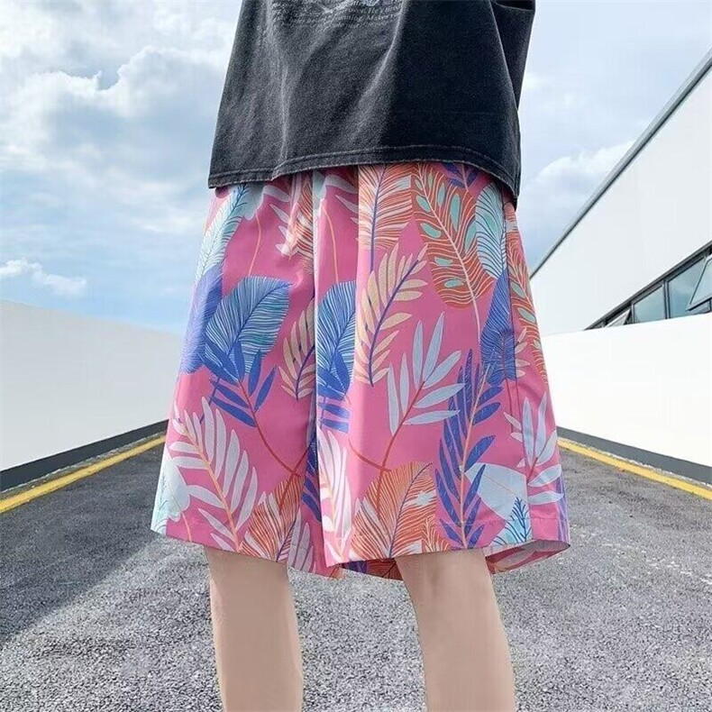 沙滩短裤男夏季薄款速干泳裤潮流印花男士大裤衩宽松休闲五分裤子,男装休闲裤,星座218-1（原230）