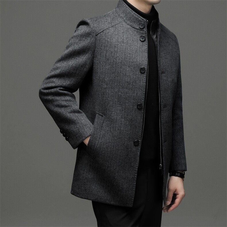 BWY8206钱塘2020-2中年男士冬季厚款新款商务休闲毛呢外套P320,男装毛呢大衣,钱塘207-2