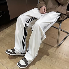 美式vibe裤子高街ins潮条纹运动裤男直筒宽松垂感阔腿裤K4388-P32，男装休闲裤，星座412-3