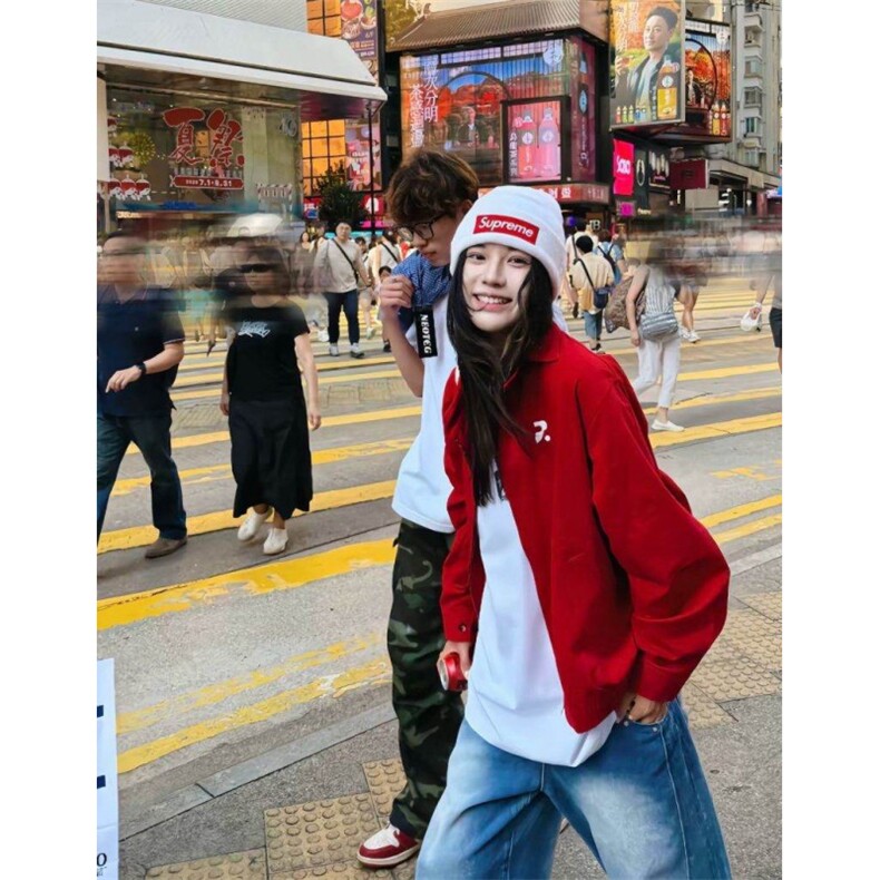 休闲百搭翻领衬衫夹克潮牌潮流秋季美式复古拉链情侣外套,男装衬衫,四季星座505