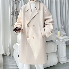 N9110/P110秋冬新款毛呢大衣男中长款双排扣呢子外套呢料大衣风衣，男装风衣，电商A141