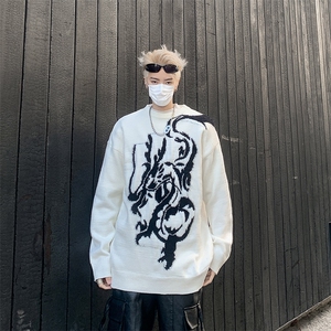 龙年战袍 针织衫男韩版提花春季202新款ins毛衣外套MZ372-P55图片