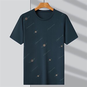 新款短袖透气t恤男士圆领夏季虎头印花宽松休闲商务中年薄上衣P43图片