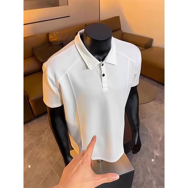解构拼接翻领polo衫短袖肩t恤宽肩显壮半截袖TX171特P43,男装Polo衫,星座908-1