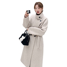 双面羊毛大衣女款2024秋冬新款韩版宽松气质优雅羊毛呢外套，女装双面呢大衣，韩蜜菓