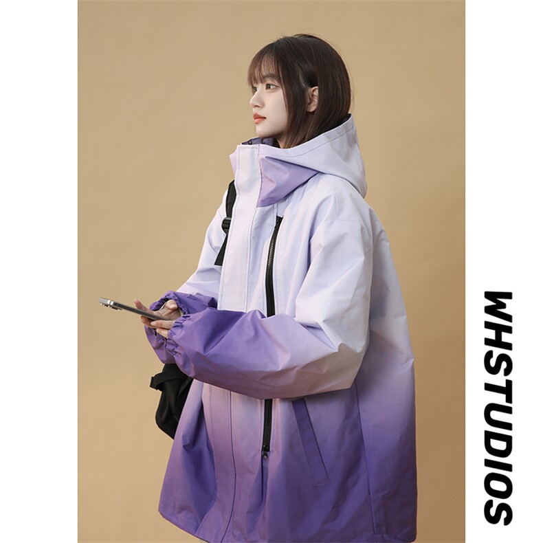 现货  渐变色三防户外冲锋衣潮牌情侣外套XZ301A WT001 P85图片