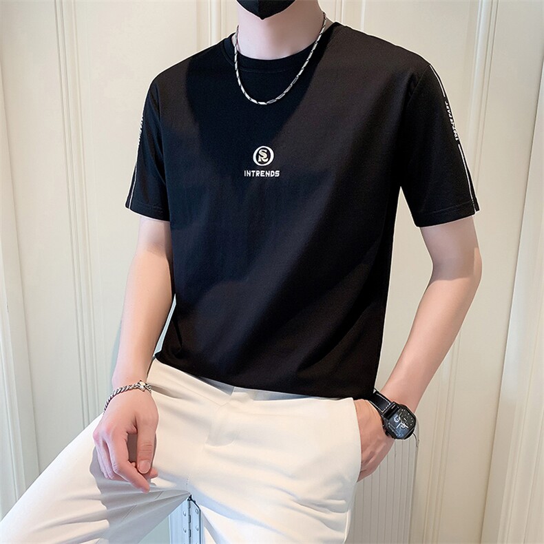 2025新款夏季短袖T恤男潮牌刺绣圆领半袖体恤A313-1-9311-P45,男装T恤,电商A313-1