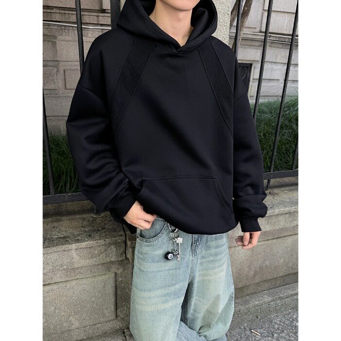 春秋款美式简约重磅纯白色连帽卫衣男厚外套宽松潮牌情侣套头帽衫,女装短外套,星座1210-1