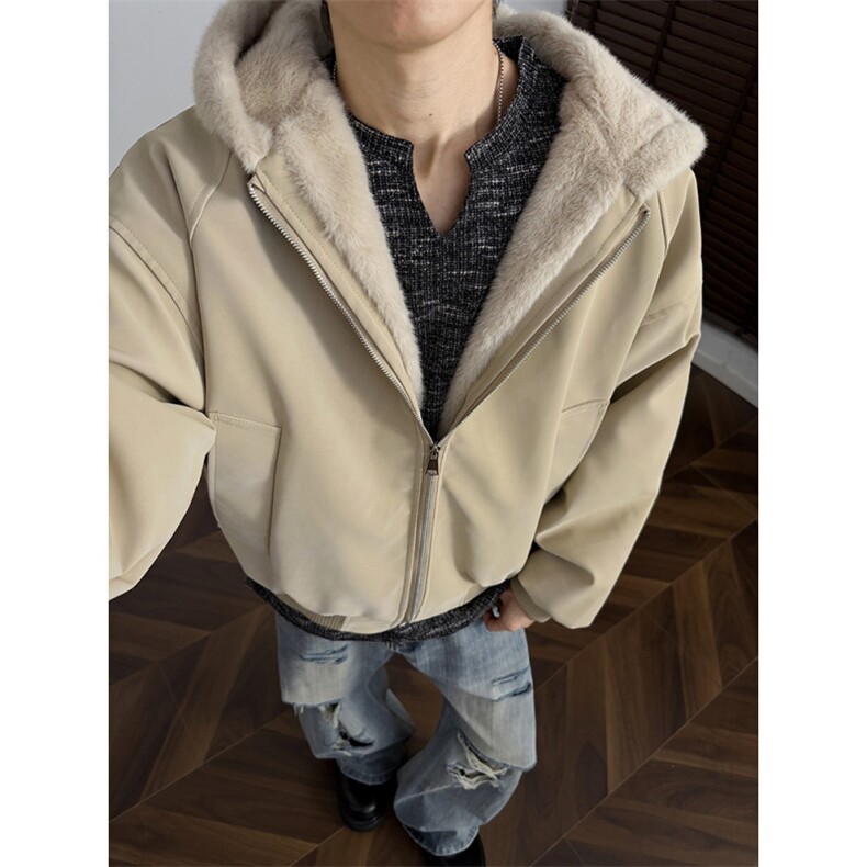 主推现货MYF02特P85冬季连帽宽松潮牌加绒棉服座山雕皮毛外套J,男装棉衣,电商A456（原C415）