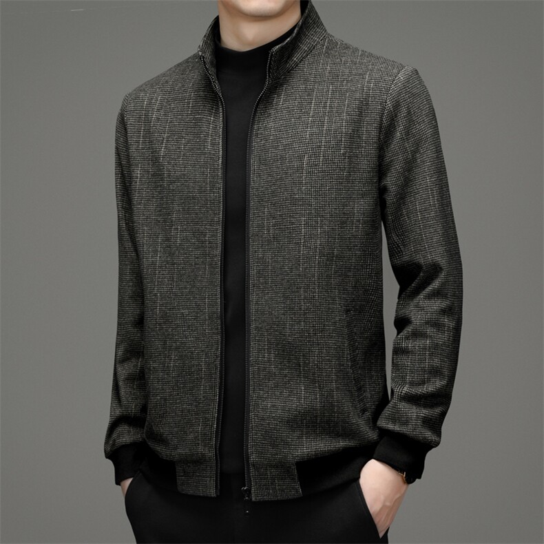 冬季毛呢大衣男新款立领纯色上衣中年男士商务休闲保暖呢子外套，男装毛呢大衣，电商B212（原钱塘6029）