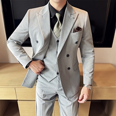 SJT813-P2102025春夏时尚男士双排扣英伦西服三件套装西装，男装西服，星座507A（原星座306B-2）