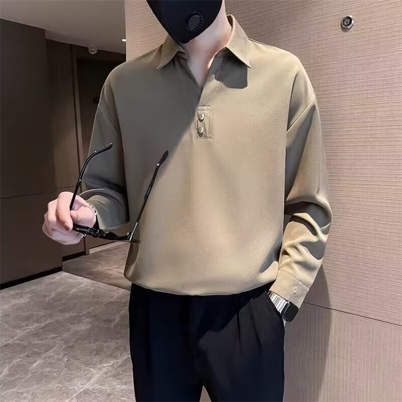 痞帅衬衫POLO衫男士长袖秋季男装2025新款衣服男款翻领T恤,男装T恤,星座506A