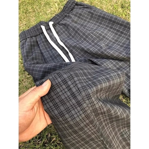 格子弯刀阔腿裤男夏季垂感裤子宽松慵懒风直筒休闲裤WLY633-P38图片