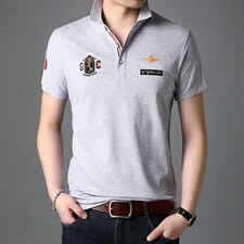 纯棉短袖t恤男夏季翻领半袖POLO衫体恤中年纯色刺绣商务休闲男装，男装T恤，电商B212（原钱塘6029）