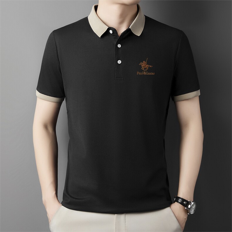休闲纯色男士短袖POLO衫透气商务青年T恤翻领简约爸爸上衣男装,男装T恤,钱塘6003（原4033）