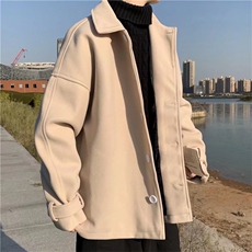 秋冬季加厚毛呢大衣男ins宽松外套韩ulzzang风衣服JK0222-P60，男装夹克，星座308B-1