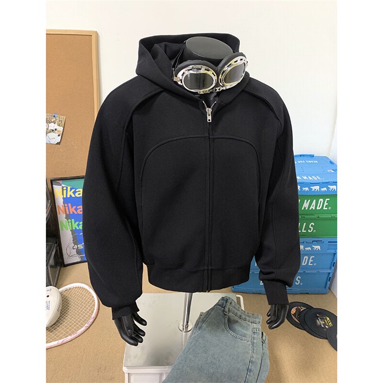 假模主推500克重磅大廓形连帽卫衣cleanfit宽松拉链外套D391P88,男装卫衣,电商A335-1（原A458）