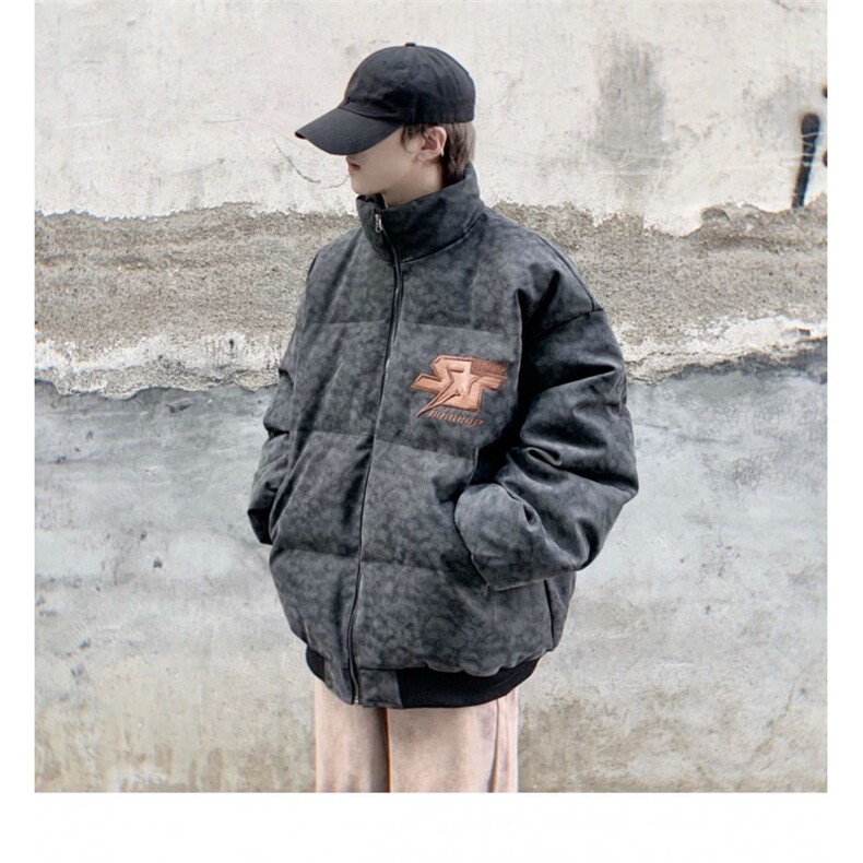 冬季美式街头字母刺绣服外套男加厚面包服小众情侣保暖衣TT49P88,男装棉衣,星座1013-5