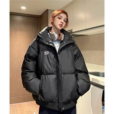 冬装新港风PU软皮棉服刺绣logo棉衣休闲加厚外套男女G1103P128，男装棉衣，电商A339