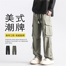 秋冬加厚三防冲锋裤宽松机能工装裤休闲裤男K10027-P38绒45，男装工装外套，电商A099