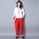 时尚T恤棉通勤圆领2021年春季长袖宽松，女装T恤，奕阳依阁