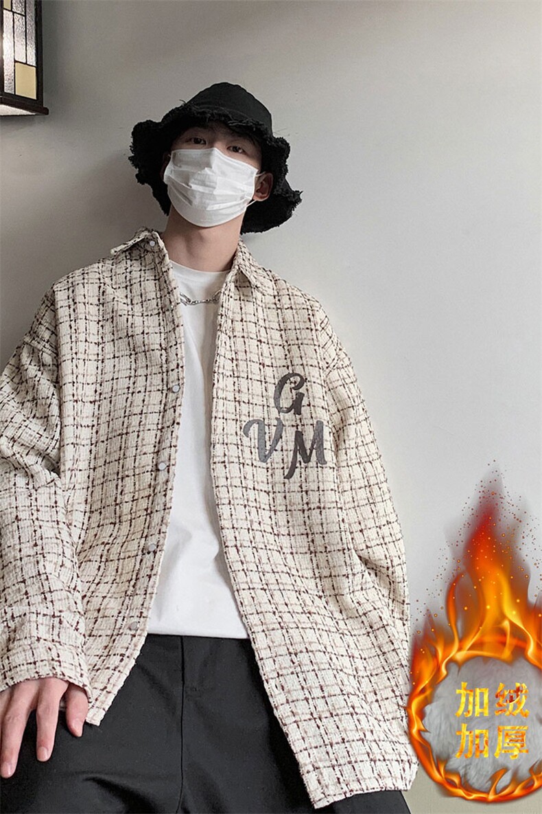 1港风大码M-5XL中性情侣潮大皂风长袖衬衫男CCS8019P45加绒P55,男装衬衫,星座226-2