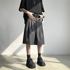 西装短裤男夏季高级感西裤垂坠感宽松日系直筒五分裤子D018-P35，男装西裤，星座308B-1