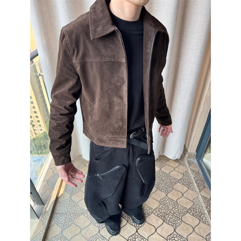 网图短款麂皮绒夹克秋季时尚外套1209-1-JK27-P78,男装夹克,星座1209-1