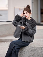 冬季新款女装2025年时尚气质休闲加厚羊羔毛外套，女装派克服，涵墨
