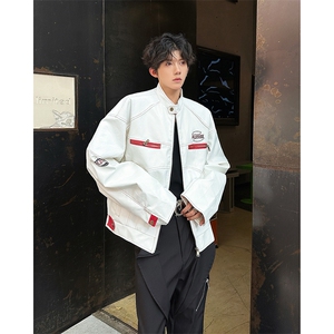 2025秋装美式高街PU皮衣机车服小众宽松夹克外套潮 A025-Y73-P75图片